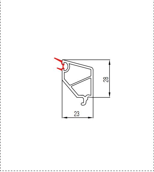 65 Dounle glazing bead-flat open three sealed series cross section of profile